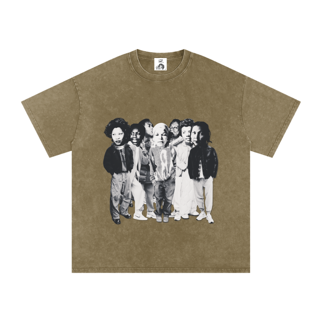 'Literary Collective' Snow Washed Oversized Cotton T-Shirt