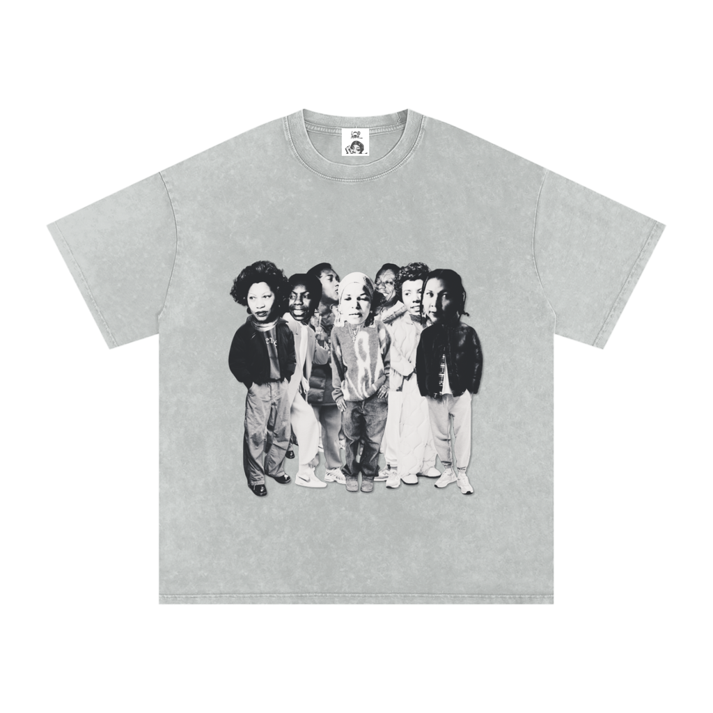 'Literary Collective' Snow Washed Oversized Cotton T-Shirt
