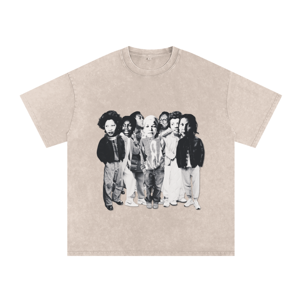 'Literary Collective' Snow Washed Oversized Cotton T-Shirt